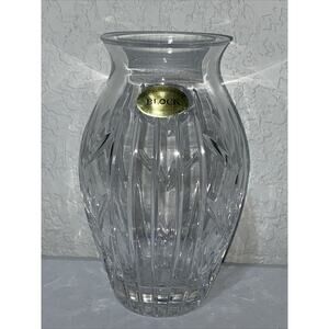Block Olympic 7” Rose Vase 24% Full Lead Crystal Hand Made In Czech Republic